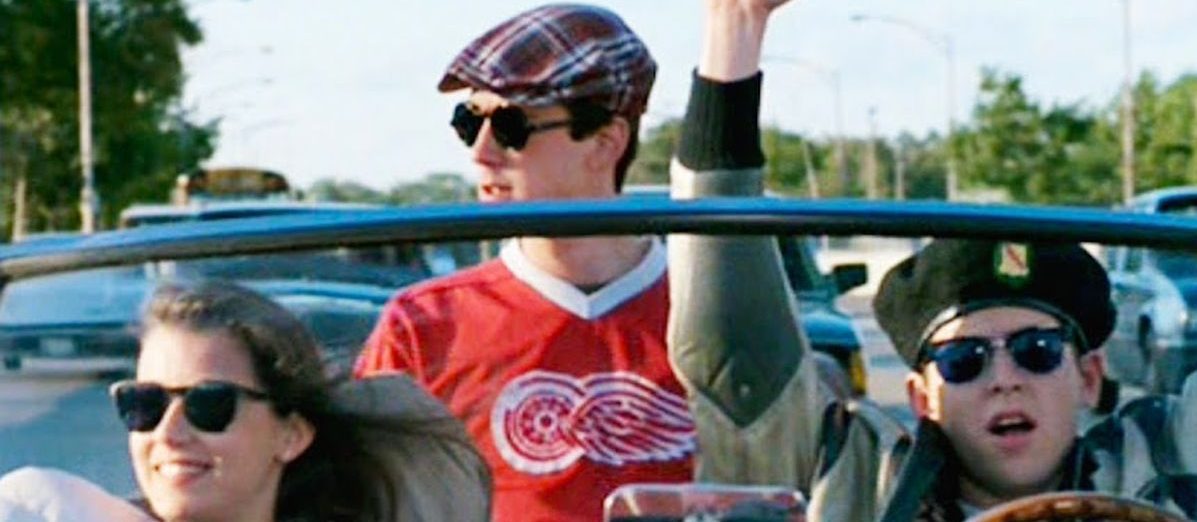 Actors from Ferris Buellers day off driving in a car