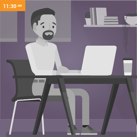 Illustration of an upset man at work