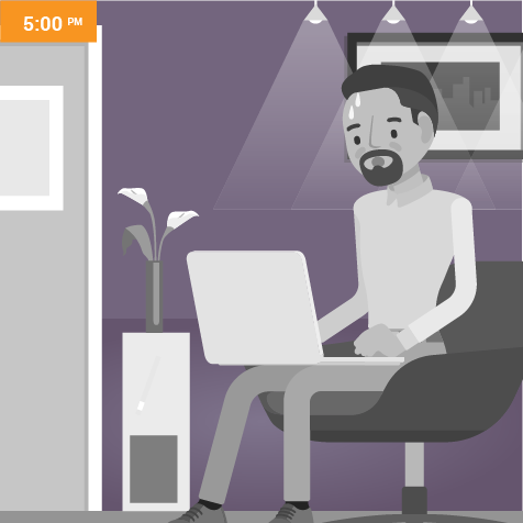 Illustration of an upset man at his computer