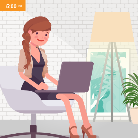 Illustration of a woman at her computer
