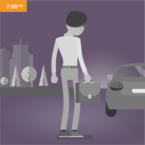 Illustration of a man walking to car