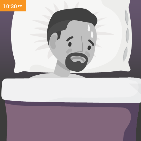 Illustration of an upset man in bed