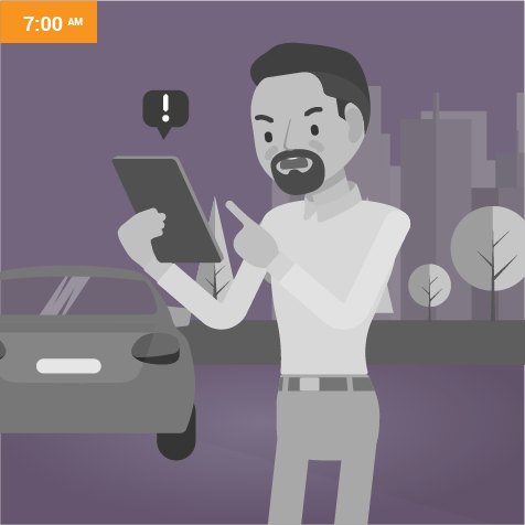 Illustration of an upset man on an ipad