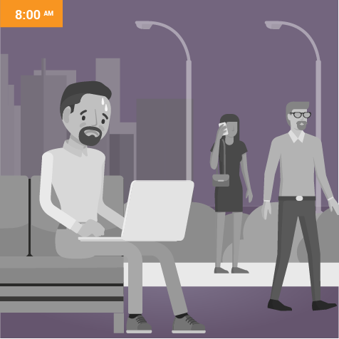 Illustration of an upset man at work