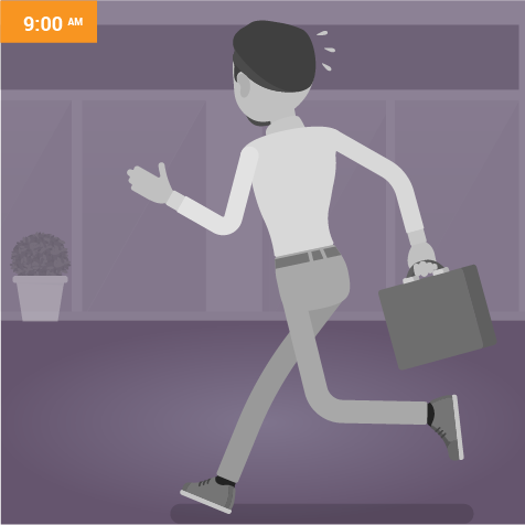 Illustration of a man running late