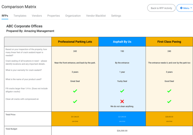 Screenshot for "Tools for easy RFP management"