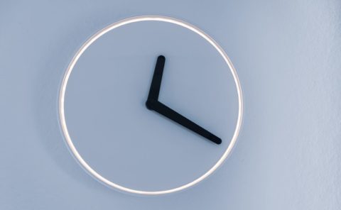 Clock on a blue wall