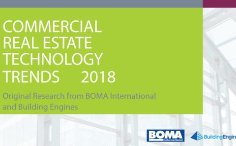 Infographic that reads commercial real estate technology trends 2018