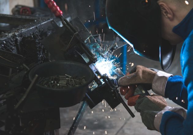 Mechanical engineer creating sparks