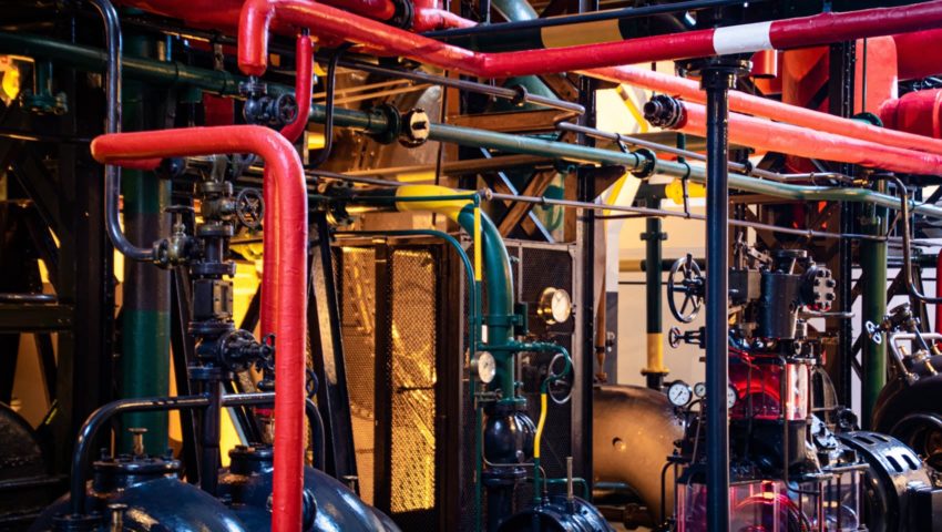 Red and yellow industrial machinery