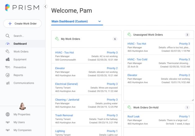 Screenshot of the Prism dashboard