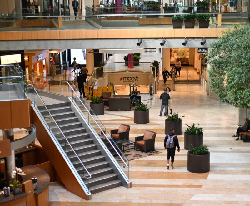 Retail stores and stairs in the shopping mall