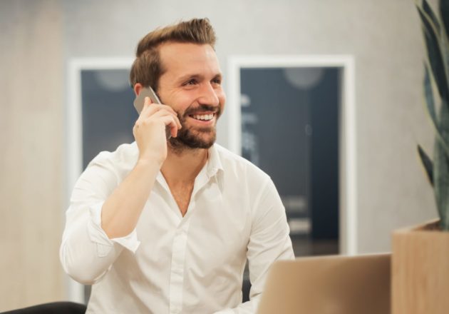 Male professional talking on the phone