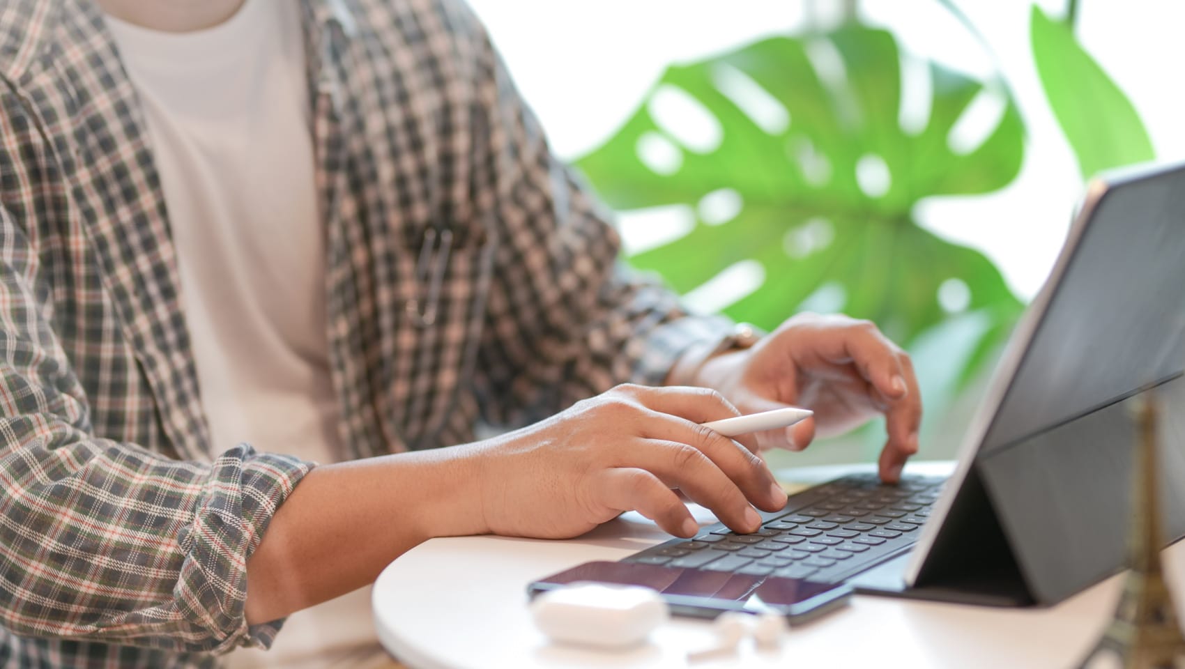 Person typing on a computer