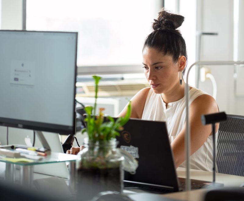 Woman working at her desk