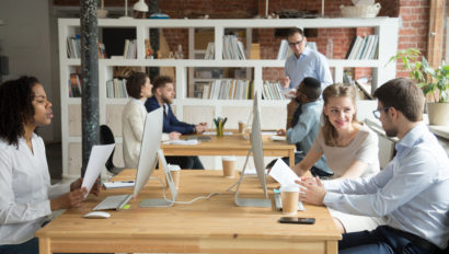 Desk in a commercial office building.