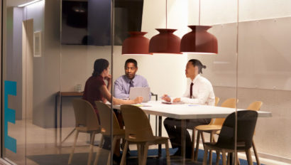 These colleagues used resource reservation software to book this conference room