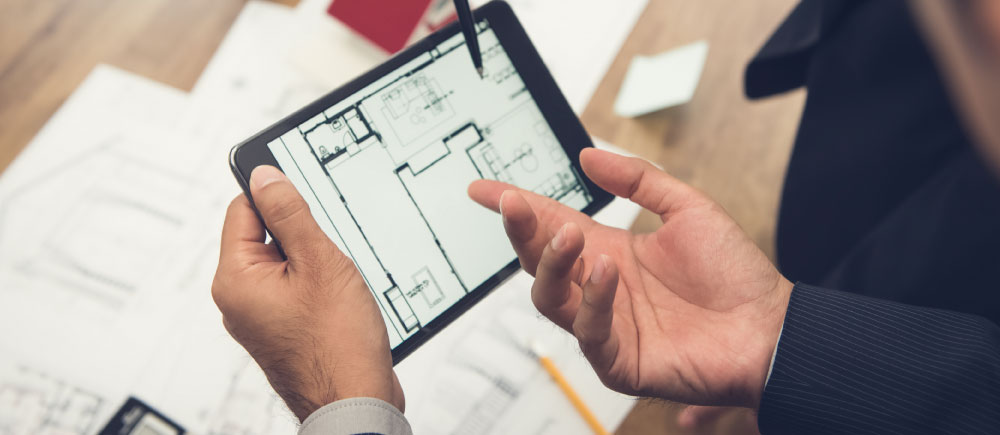 A tablet using BOMA measurement with a visualized floorplan