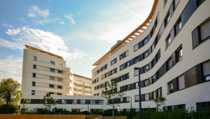 Exterior of office building where property management budget planning takes place.