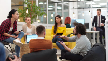team meeting and brainstorming in modern office
