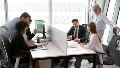 Business people colleaques working on new projects with managers together