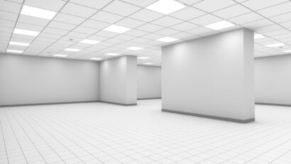 Abstract white empty office room interior with column
