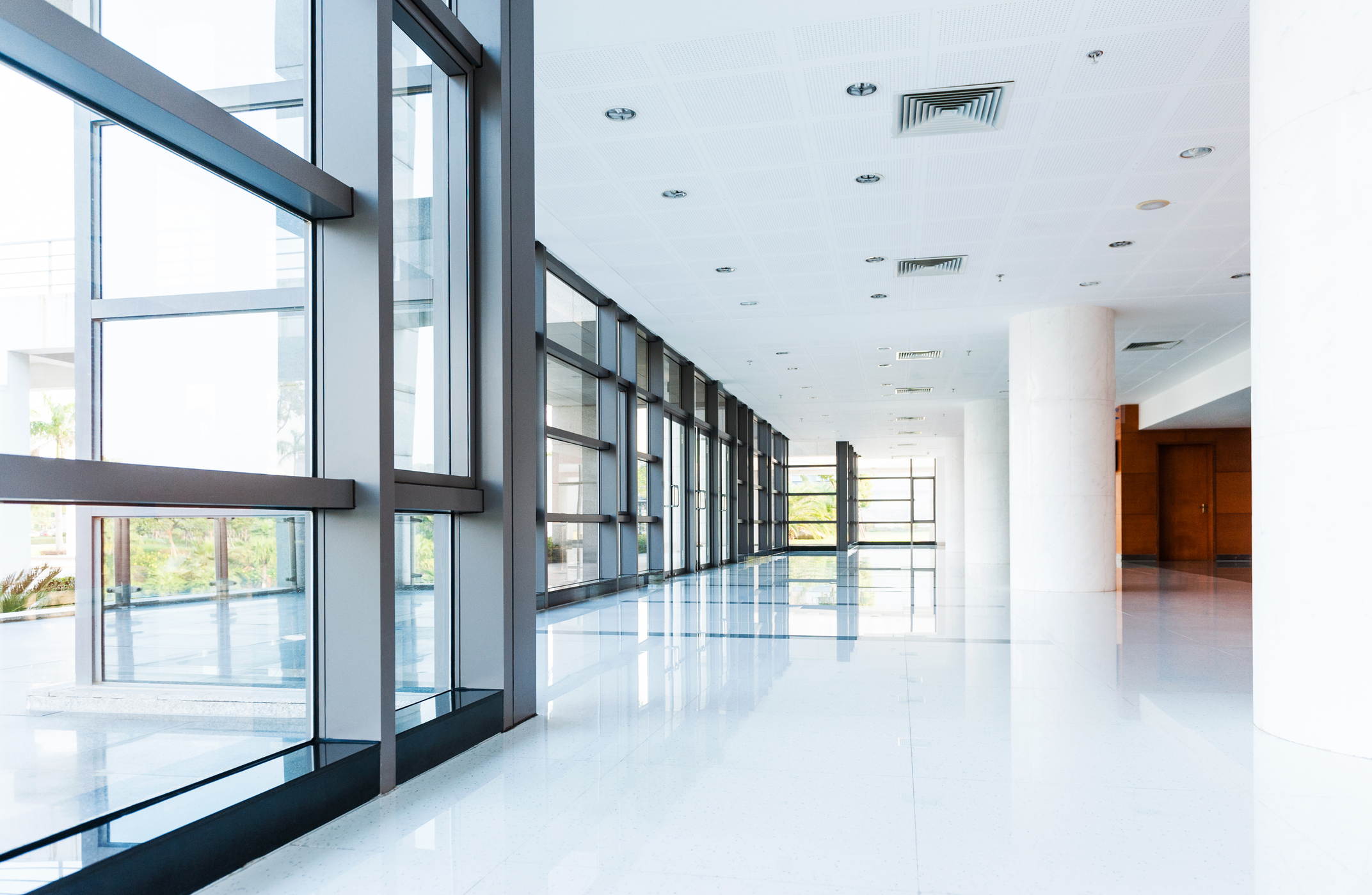 Empty corridor in the modern office building