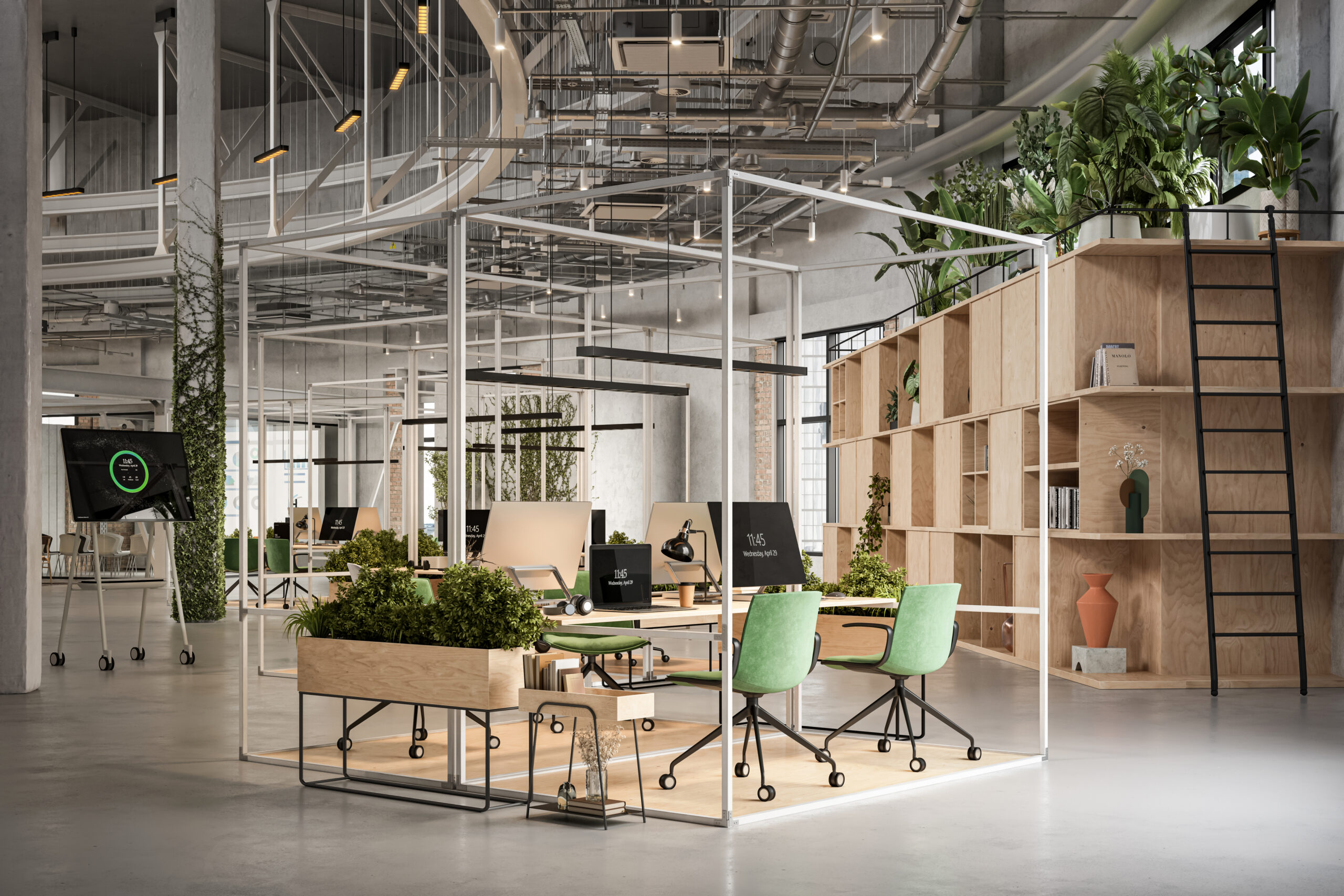 3d render of sustainable office interior